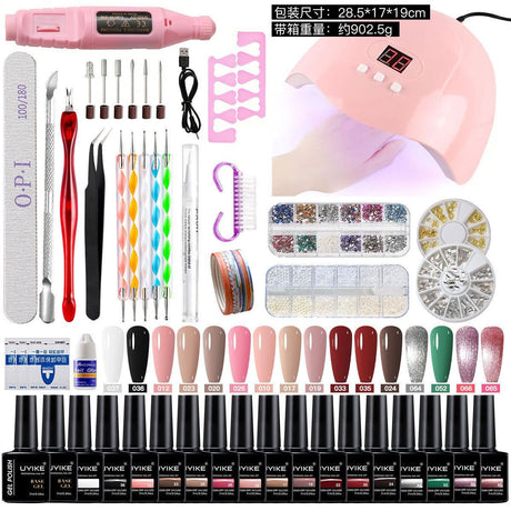 Nail Art Kit Gel Lamp Nail Grinder Nail Polishes Nail Art Tools Nail - Multi - Size Set2
