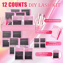 DIY Lash Kit Lash Clusters Lash Bond And Seal Lash Tweezers Lash Brushes - 3468D - Size Set
