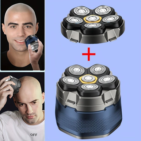 Magnetic six-blade razor, Whole-body wash razor, Digital display razor, Head-shaving razor, Electric razor for men, Australian grooming tools - Blue - Size Including spare blades