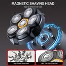 Magnetic six-blade razor, Whole-body wash razor, Digital display razor, Head-shaving razor, Electric razor for men, Australian grooming tools - Blue - Size Including spare blades