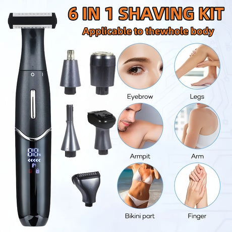 Women'S Hair Remover 7-In-1 Hair Remover Body Hair Removal Facial Hair Removal - Black - Size SET