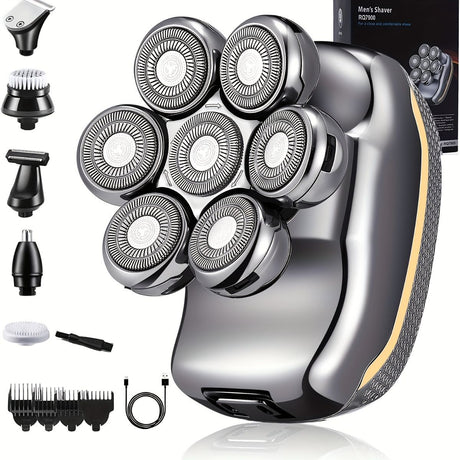 Men'S Electric Shaver Rechargeable Shaver Cordless Shaver Bald Men Shaver - Silver - Size SET