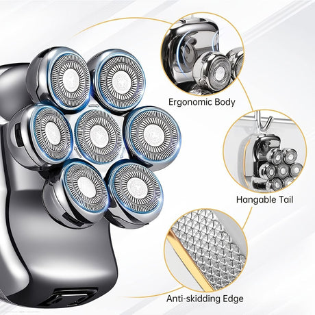 Men'S Electric Shaver Rechargeable Shaver Cordless Shaver Bald Men Shaver - Silver - Size SET