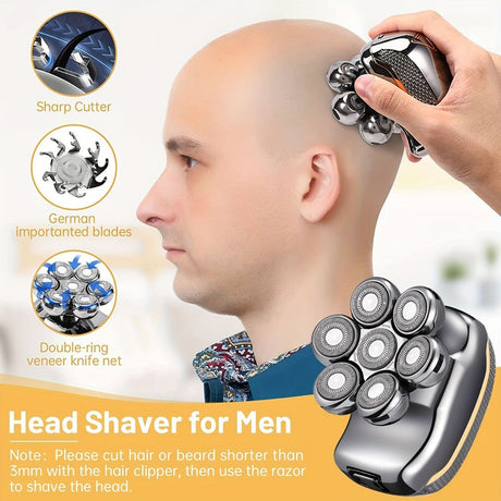 Men'S Electric Shaver Rechargeable Shaver Cordless Shaver Bald Men Shaver - Silver - Size SET