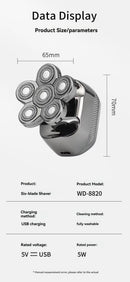 mens electric shaver, cordless shaver, rechargeable shaver, waterproof shaver, 6D floating shaver, men grooming, shaver for Australian men, travel shaver - Silver - Size SET