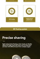 8 blade head shaver, bald head trimmer, hair trimmer for men, grooming tool, USB rechargeable shaver, head shaver Australia, bald head grooming kit - Silver - Size SET