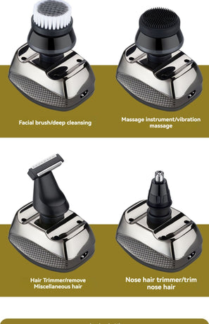 8 blade head shaver, bald head trimmer, hair trimmer for men, grooming tool, USB rechargeable shaver, head shaver Australia, bald head grooming kit - Silver - Size SET