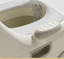 baby portable toilet, potty training, weaning off diapers, soft PU cushion, night-light, bathroom accessories, Australian market, toddler toilet seat - beige white - Size Three