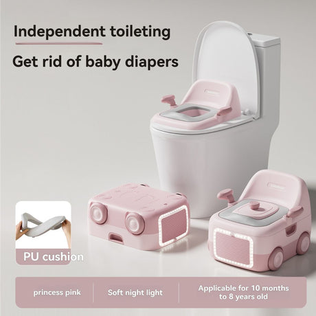 baby portable toilet, potty training, weaning off diapers, soft PU cushion, night-light, bathroom accessories, Australian market, toddler toilet seat - Misty Milk Green - Size Three