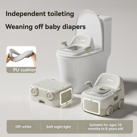 baby portable toilet, potty training, weaning off diapers, soft PU cushion, night-light, bathroom accessories, Australian market, toddler toilet seat - Monet Grey - Size Three