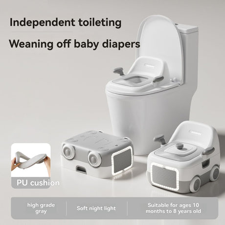 baby portable toilet, potty training, weaning off diapers, soft PU cushion, night-light, bathroom accessories, Australian market, toddler toilet seat - red and blue - Size Three