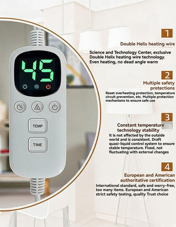 Electric Heated Blanket Smart Thermostatic Intelligent Timing Automatic - Beige - Size 1.5-1.8m