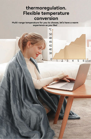 Electric Heated Blanket Smart Thermostatic Intelligent Timing Automatic - Beige - Size 1.5-1.8m