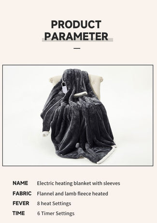 Wearable Heated Blanket Blanket With Sleeves Heated Throw Temperature - Gray - Size 127-177cm