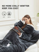 Wearable Heated Blanket Blanket With Sleeves Heated Throw Temperature - Gray - Size 127-177cm