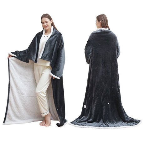 Wearable Heated Blanket Blanket With Sleeves Heated Throw Temperature - Gray - Size 127-177cm