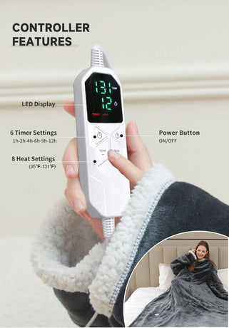 Wearable Heated Blanket Blanket With Sleeves Heated Throw Temperature - Gray - Size 127-177cm
