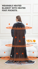 Wearable Heated Blanket Blanket With Sleeves Heated Throw Temperature - Gray - Size 127-177cm
