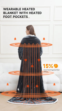 Wearable Heated Blanket Blanket With Sleeves Heated Throw Temperature - Gray - Size 127-177cm
