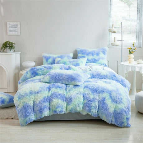 Tie-Dye Bedding Set Three-Piece Bedding Set Soft Bedding Trendy Bedding Home - Dark green - Size 150*200cm