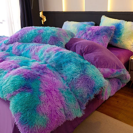 Tie-Dye Bedding Set Three-Piece Bedding Set Soft Bedding Trendy Bedding Home - Dark green - Size 150*200cm