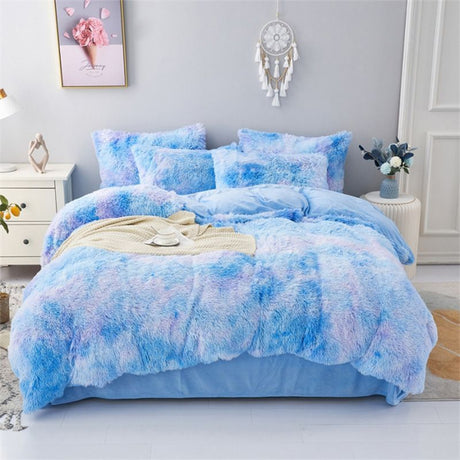 Tie-Dye Bedding Set Three-Piece Bedding Set Soft Bedding Trendy Bedding Home - Starry - sky Aqua Blue - Size 150*200cm