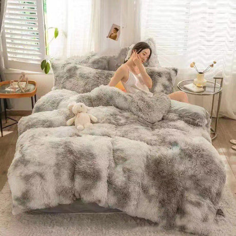 Tie-Dye Bedding Set Three-Piece Bedding Set Soft Bedding Trendy Bedding Home - Starry - sky Blue - Size 200*240cm