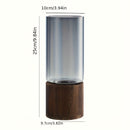 Black wood base vase, cylindrical glass vase, home decor vase, flower vase, high quality vase, Australian home decor, modern vase, natural wood vase