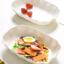 Nordic ceramic plate, 10-inch serving plate, irregular lotus-leaf fluted plate, rectangular serving dish, elegant dinnerware, Australian tableware - White - Size 1PCS