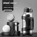 316 Stainless Steel Thermos Large Capacity Thermos Portable Thermos Flask - Black - Size 2000ml