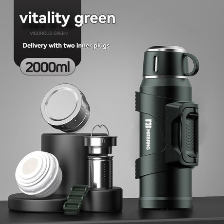 316 Stainless Steel Thermos Large Capacity Thermos Portable Thermos Flask - Green - Size 2000ml