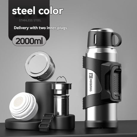 316 Stainless Steel Thermos Large Capacity Thermos Portable Thermos Flask - Silver - Size 1200ml