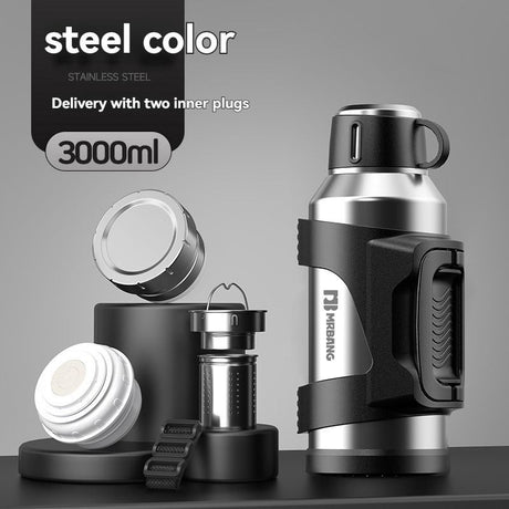 316 Stainless Steel Thermos Large Capacity Thermos Portable Thermos Flask - Silver - Size 3000ml