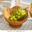 Hand-Woven Basket Flower-Shaped Basket Fruit Basket Vegetable Basket Storage - Khaki - Size L