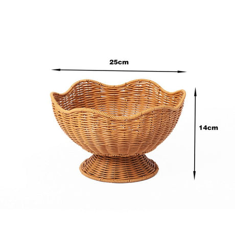 Hand-Woven Basket Flower-Shaped Basket Fruit Basket Vegetable Basket Storage - Khaki - Size M