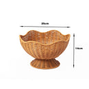 Hand-Woven Basket Flower-Shaped Basket Fruit Basket Vegetable Basket Storage - Khaki - Size M