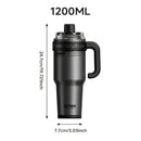 Giant Straw Tumbler Large Capacity Insulated Tumbler Ceramic Lined Cup - Gradient silver - Size porcelain-1200ml