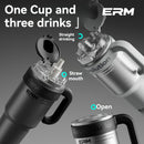 Giant Straw Tumbler Large Capacity Insulated Tumbler Ceramic Lined Cup - Metallic silver - Size 316-1200ml