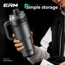 Giant Straw Tumbler Large Capacity Insulated Tumbler Ceramic Lined Cup - Silver - grey - Size porcelain-1200ml