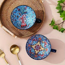 Bohemian Ceramic Cups Vibrant Floral Drinkware Hand-Painted Coffee Cups Unique - Isdil - Size 400ml