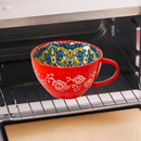 Bohemian Ceramic Cups Vibrant Floral Drinkware Hand-Painted Coffee Cups Unique - Landwind - Size 400ml