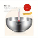 Stainless Steel Noodle Bowls Double-Layered Bowls Heat Insulation Bowls 5-Piece - Silver - Size Pack of 5 pieces