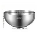Stainless Steel Noodle Bowls Double-Layered Bowls Heat Insulation Bowls 5-Piece - Silver - Size Pack of 5 pieces