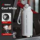 316 Stainless Steel Water Bottle Outdoor Insulated Bottle Sports Straw Bottle - White - Size 1200ml