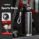316 Stainless Steel Water Bottle Outdoor Insulated Bottle Sports Straw Bottle - White - Size 1200ml