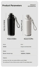 316 Stainless Steel Water Bottle Outdoor Insulated Bottle Sports Straw Bottle - White - Size 1200ml