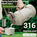 316 Stainless Steel Thermos Large Capacity Thermos Portable Thermos Flask - Black - Size 2000ml