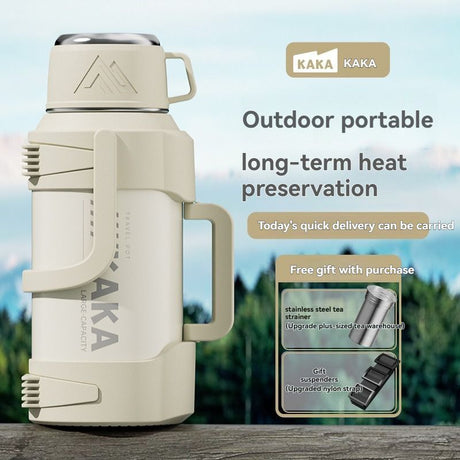 316 Stainless Steel Thermos Large Capacity Thermos Portable Thermos Flask - Black - Size 4000ml