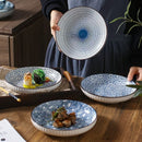 Ceramic Dinner Plates Set Of 4 Plates 4 Styles Dining Tableware High-Quality - Indigo - Size Pack of 4 pieces