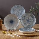 Ceramic Dinner Plates Set Of 4 Plates 4 Styles Dining Tableware High-Quality - Indigo - Size Pack of 4 pieces